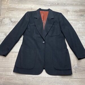 Hugo Boss Blazer Vintage Womens 40 Black Wool Cashmere West Germany One Button
